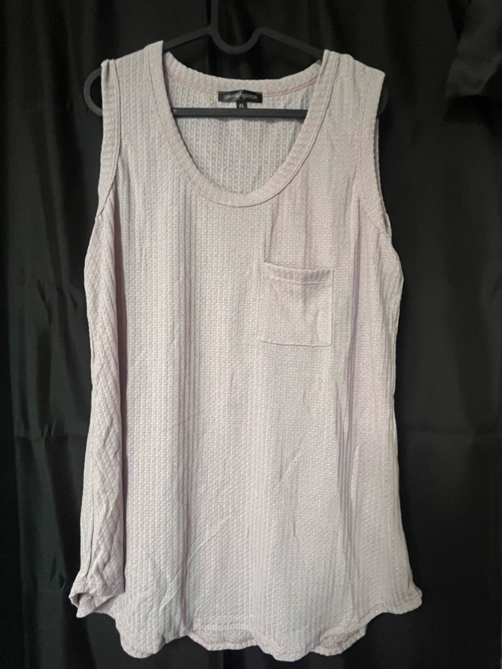 Waffle Knit Pocket Tank Top - Lilac